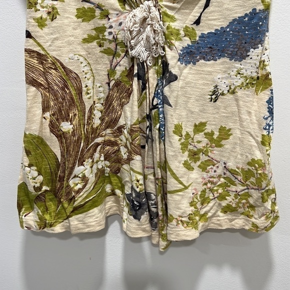 ANTHROPOLOGIE YOANA BARASCHI Mint Julep Floral Ruffle Top Size Medium Sleeveless - Picture 4 of 10